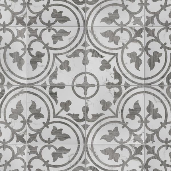 Merola Tile Llama Arte Loire Silver Smoke 9-3/4 in. x 9-3/4 in. Porcelain Floor and Wall Tile (10.88 sq. ft./Case)