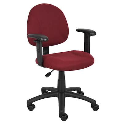 HomePro Adjustable Arm Task Chair Burgundy Tweed Fabric Pnuematic Lift