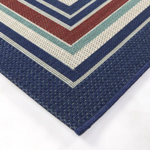 Hampton Bay Multi-Colored 5 ft. x 7 ft. Striped Border