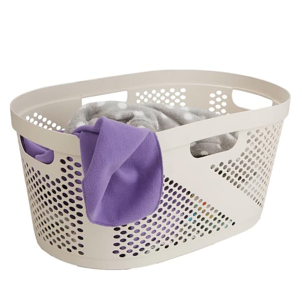 Mind Reader Basket Collection, Laundry Basket, 40 Liter (10kg/22lbs) Capacity, Cut Out Handles, Ventilated, Ivory
