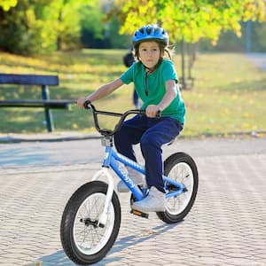 17.5 in. Kids Bike Bicycle with Training Wheels for 5-Years to 8-Years Old Boys Girls Blue