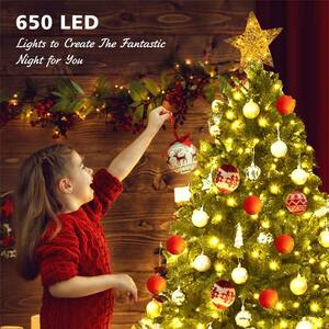 6 ft. Pre-Lit PVC Dunhill Christmas Fir Tree Hinged 8 Flash Modes with 650 LED Light