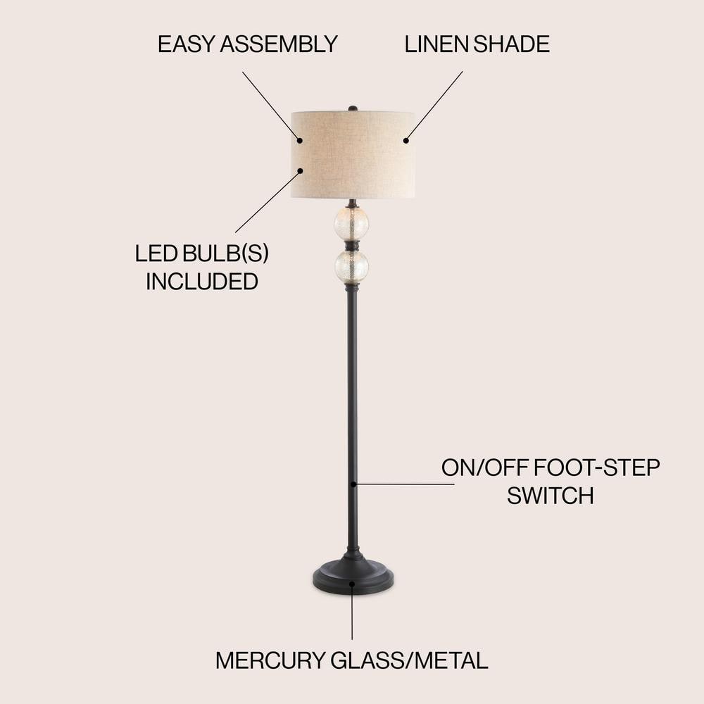 January 60" Black and Bronze Glass Floor Lamp
