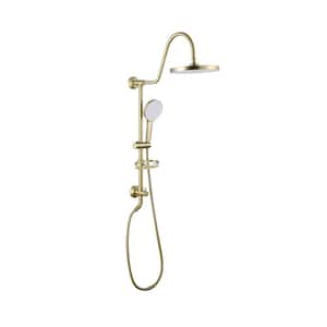 3-Spray with 2.5 GPM 10 in. Wall Mount Dual Shower Head and Handheld Shower Head in Brushed Gold (Valve Not Included)