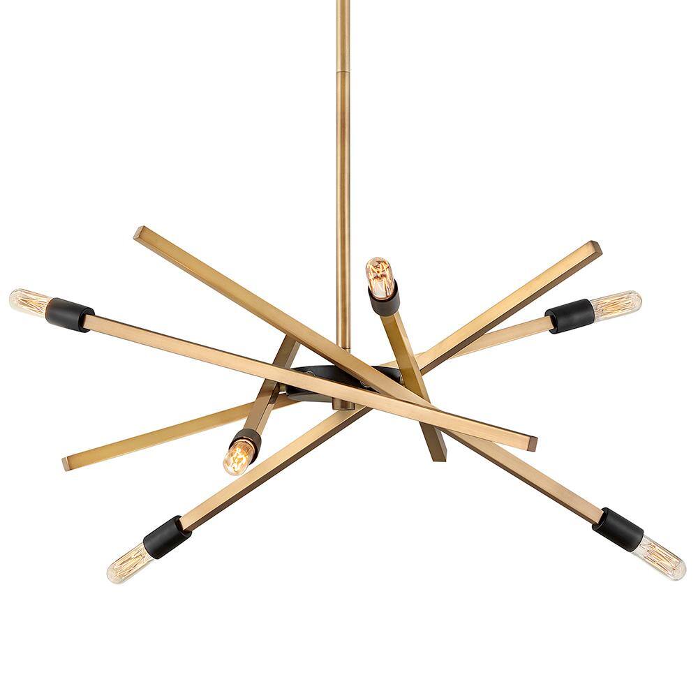 Heritage Brass and Black 6-Light Sputnik Chandelier