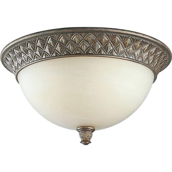 Progress Lighting Savannah Collection 2-Light Burnished Chestnut Flushmount