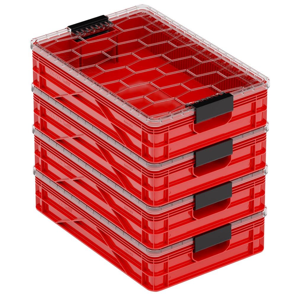 SIDIO Quarter Crate 4-Pack Heavy Duty Stackable Storage Bins with