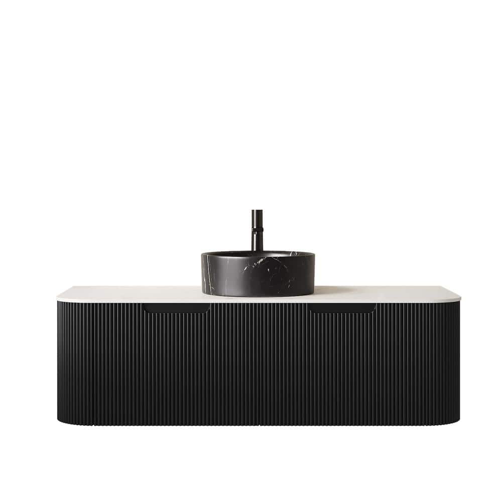 48 in. W x 19 in. D x 19 in. H Floating Bath Vanity in Black with White Sintered Stone Top price history on PriceWatchPro