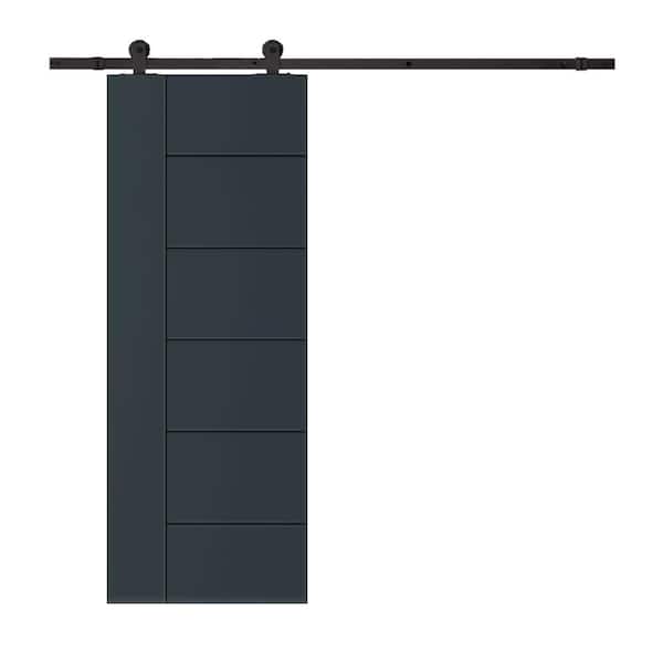 CALHOME Modern Classic 24 in. x 96 in. Charcoal Gray Stained Composite MDF Paneled Sliding Barn Door with Hardware Kit