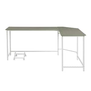 66 in. L Shape Gray and White Manufactured Wood Computer Desk