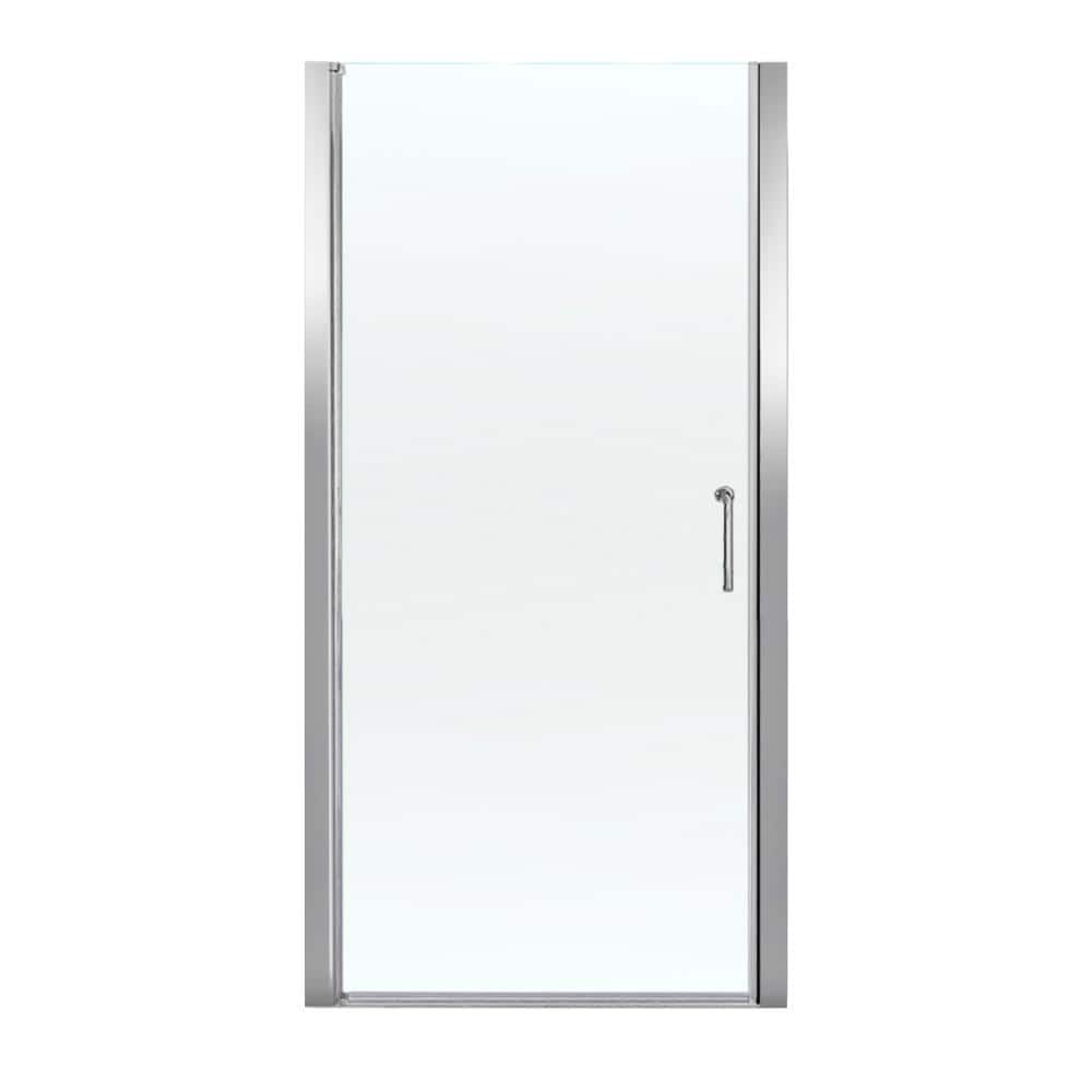 72" Frameless Chrome Pivot Shower Door with Clear Glass