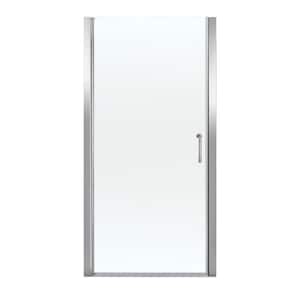 34 - 35.3 in. W x 72 in. H Frameless Pivot Shower Door in Chrome with 1/4 in. Thick Clear SGCC Tempered Glass