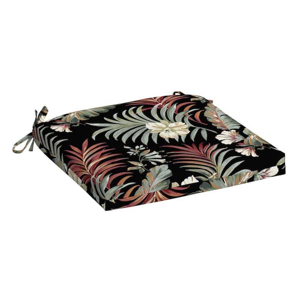 ARDEN 19 in x 18 in Simone Black Tropical Rectangle Outdoor Seat Pad