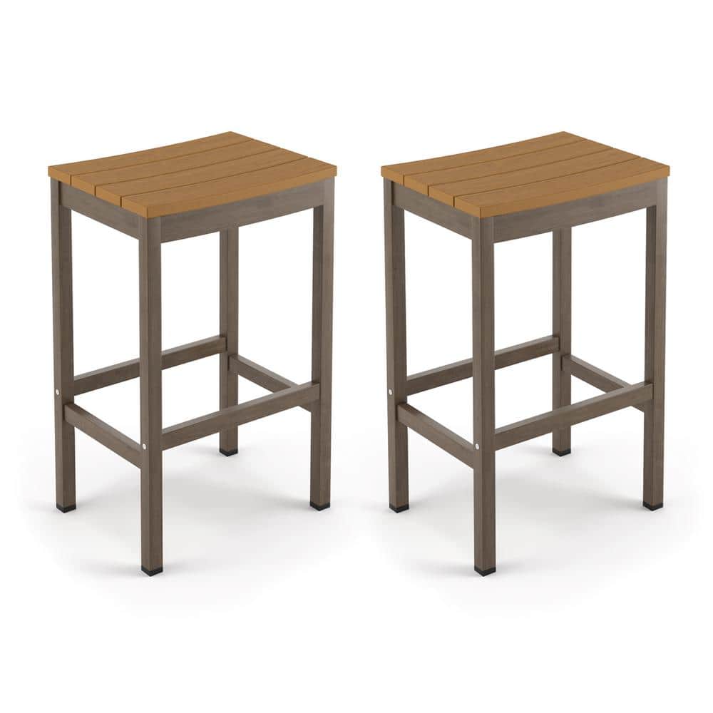 LUE BONA Humphrey 26 in. 2Piece Brown Aluminum Plastic Backless