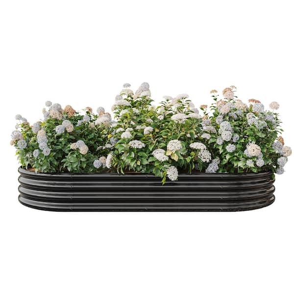 Tunearary 88.99 in. x 44.68 in. x 11.42 in. Black Metal Raised Garden Bed