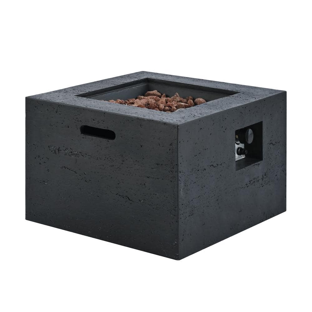 Outdoor Black 40,000 BTU Faux Stone 16.14 in. H Square Fire Pit Table with Waterproof Cover and Adjustable Flame price history on PriceWatchPro
