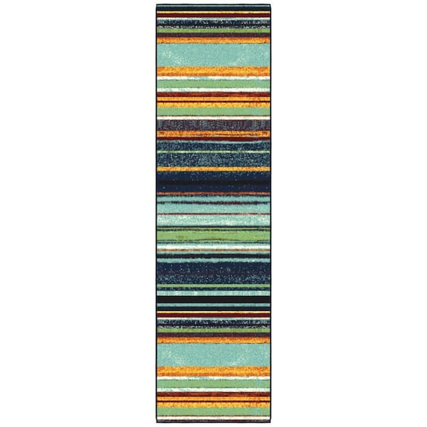 Ottohome Collection Non-Slip Rubberback Boxes Design 3x10 Indoor Runner Rug, 2 ft. 7 in. x 9 ft. 10 in., Multicolor
