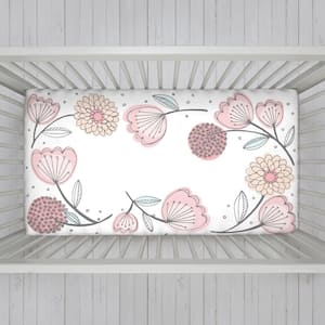 Pink 100% Cotton Floral Fitted Photo-Op Crib Sheet