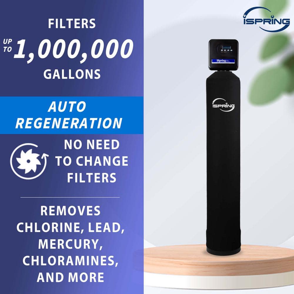 iSpring Black Whole House Water Filtration System with Smart Valve