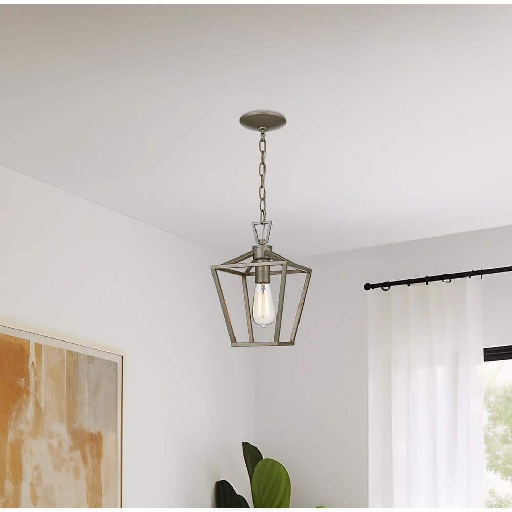 Antique Silver Leaf Glass Mini Lantern Pendant Light