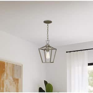 Lacey 1-Light Antique Silver Leaf Farmhouse Mini Pendant Light Fixture with Caged Metal Shade
