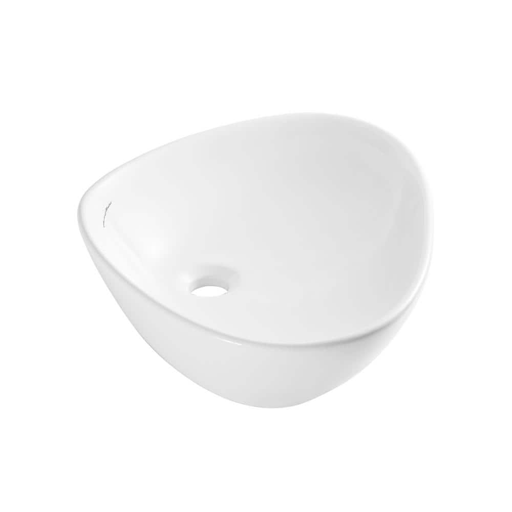 White Ceramic Above-Counter Vessel Sink, 23"