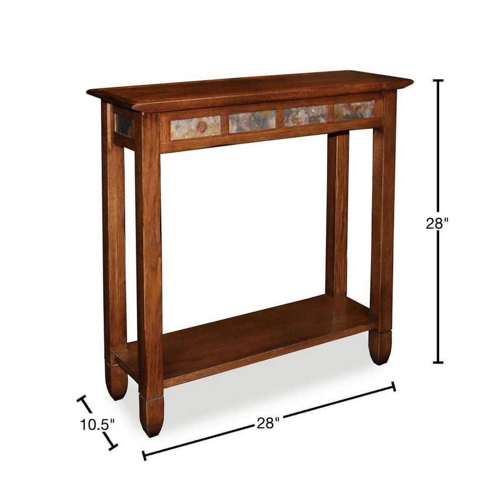 Rustic Oak and Slate Hall Console Table with Shelf