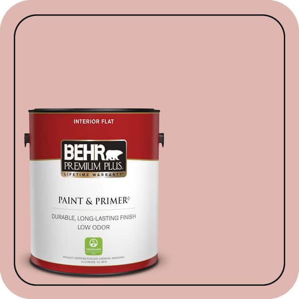 BEHR PREMIUM PLUS 1 gal. #S160-2 Pink Quartz Flat Low Odor Interior Paint & Primer