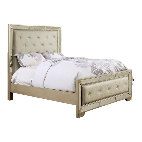 Furniture of America Sunlit Gold King Tufted Panel Bed