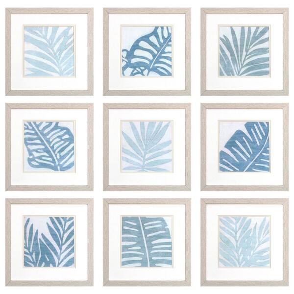 PROPAC Spa Palms by June Erica Vess Set of 9 framed nature wall Art Print 13 in. x 13 in. x 1 in.