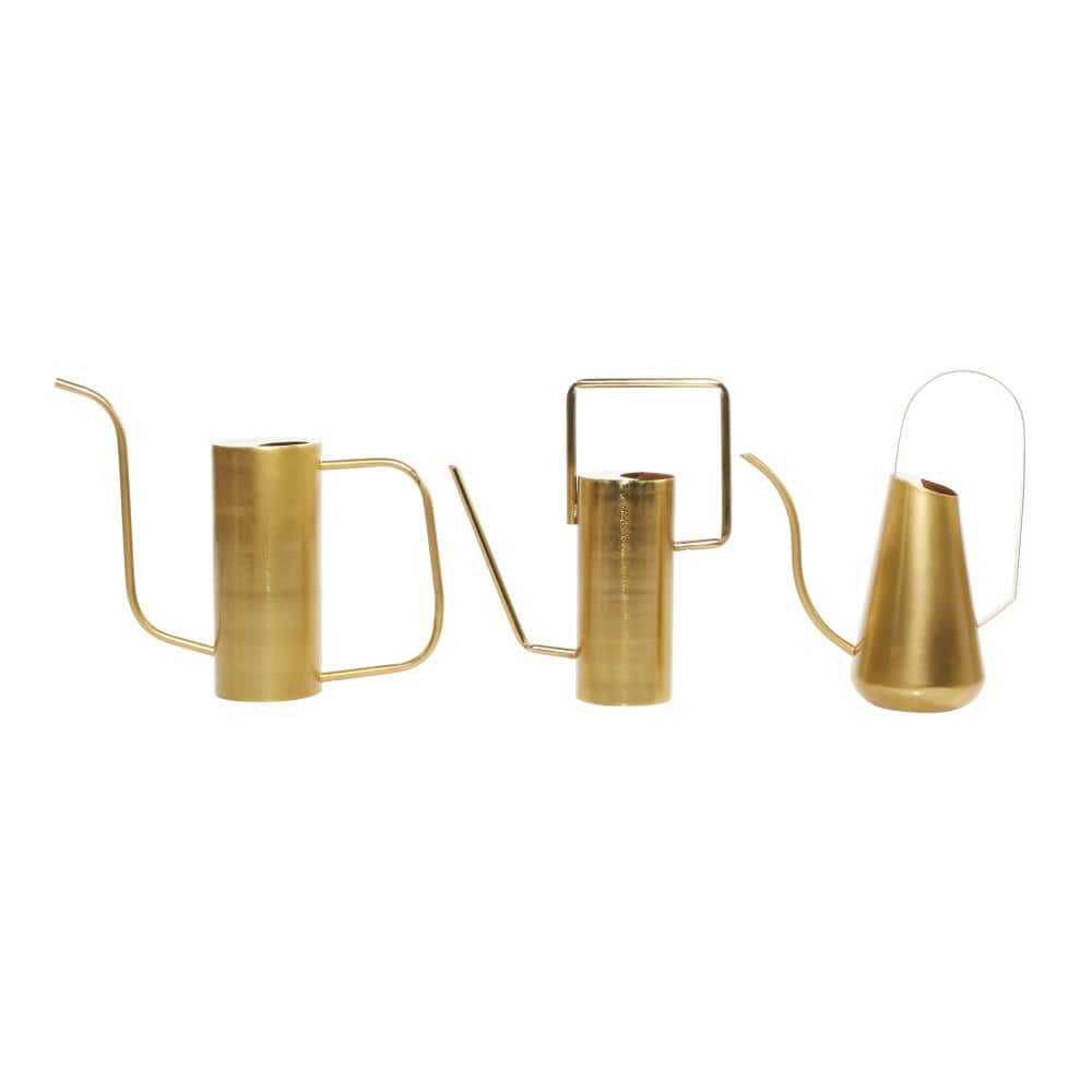 Glamorous Gold Metal Watering Can Planter Trio - Indoor/Outdoor Use