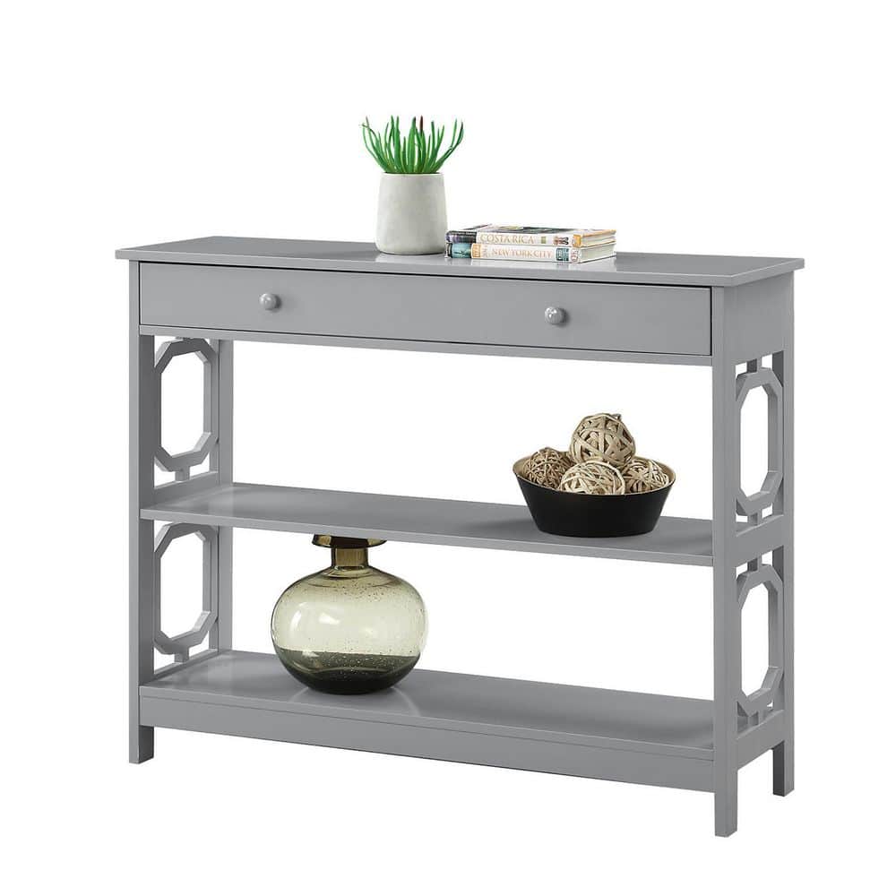 Gray Wood 40" Console Table with Storage Drawer