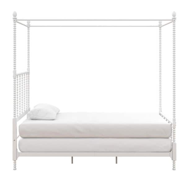 Dhp Emerson White Metal Canopy Twin, White Four Poster Twin Bed Dimensions