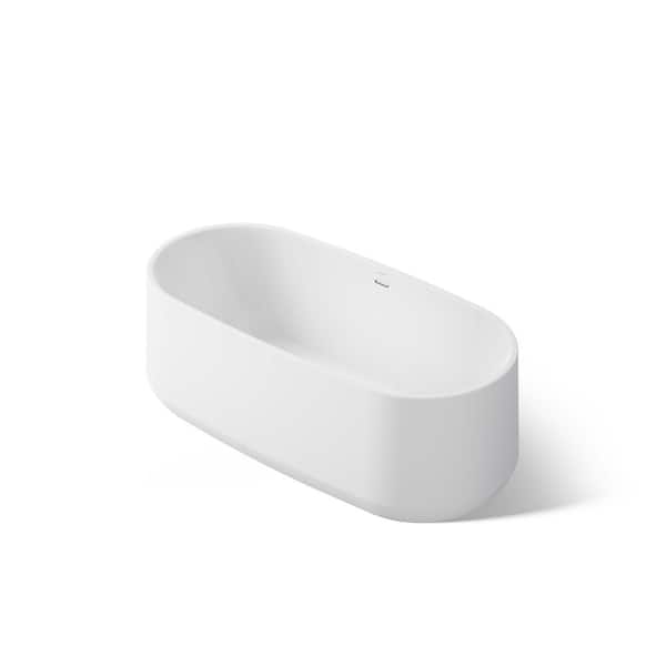 Ceric 60 in. x 30 in. Soaking Bathtub with Center Drain in White