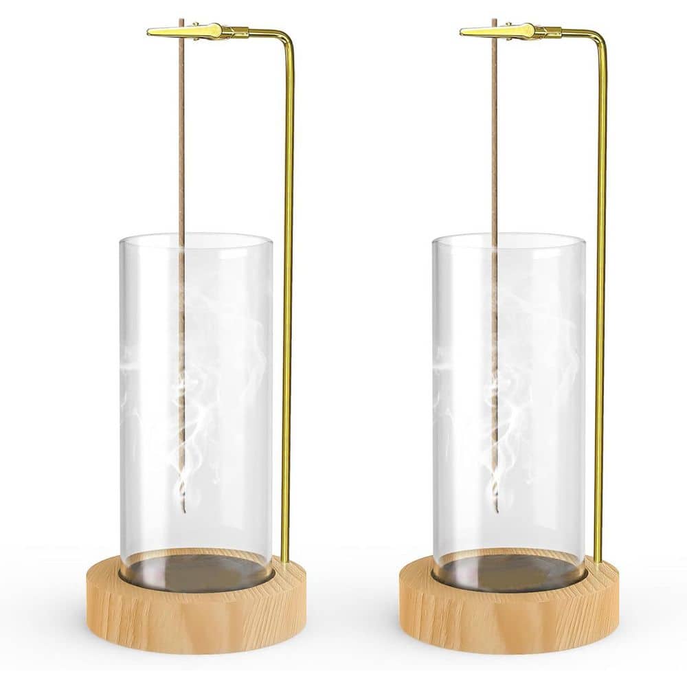 Afoxsos Round Wood Incense Holder 2-Pack for Meditation and Home