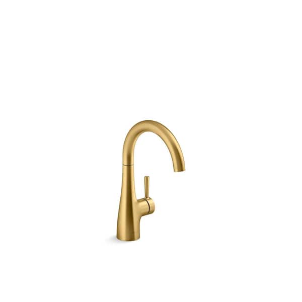 KOHLER Transitional Single-Handle Beverage Faucet in Vibrant Brushed Moderne Brass