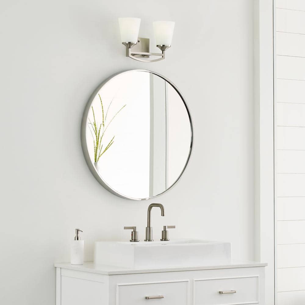 Hanford Brushed Nickel 2-Light Vanity with Satin Etched Glass