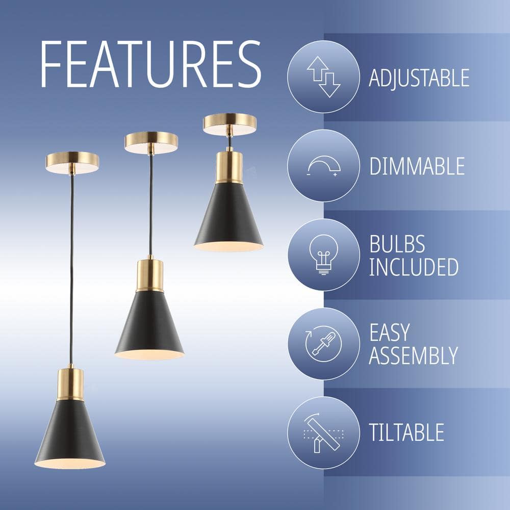 Apollo 6" Black and Brass Gold LED Pendant Light