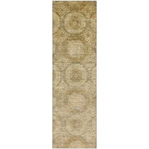 Mayfield Premium Machine Washable Abstract AMF1925 Brown 2 ft. x 7 ft. Runner Rug