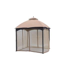 10 ft. x 12 ft. Beige Softtop Metal Gazebo with Mosquito Net and Sunshade Curtains for Gardens, Patio and Backyard
