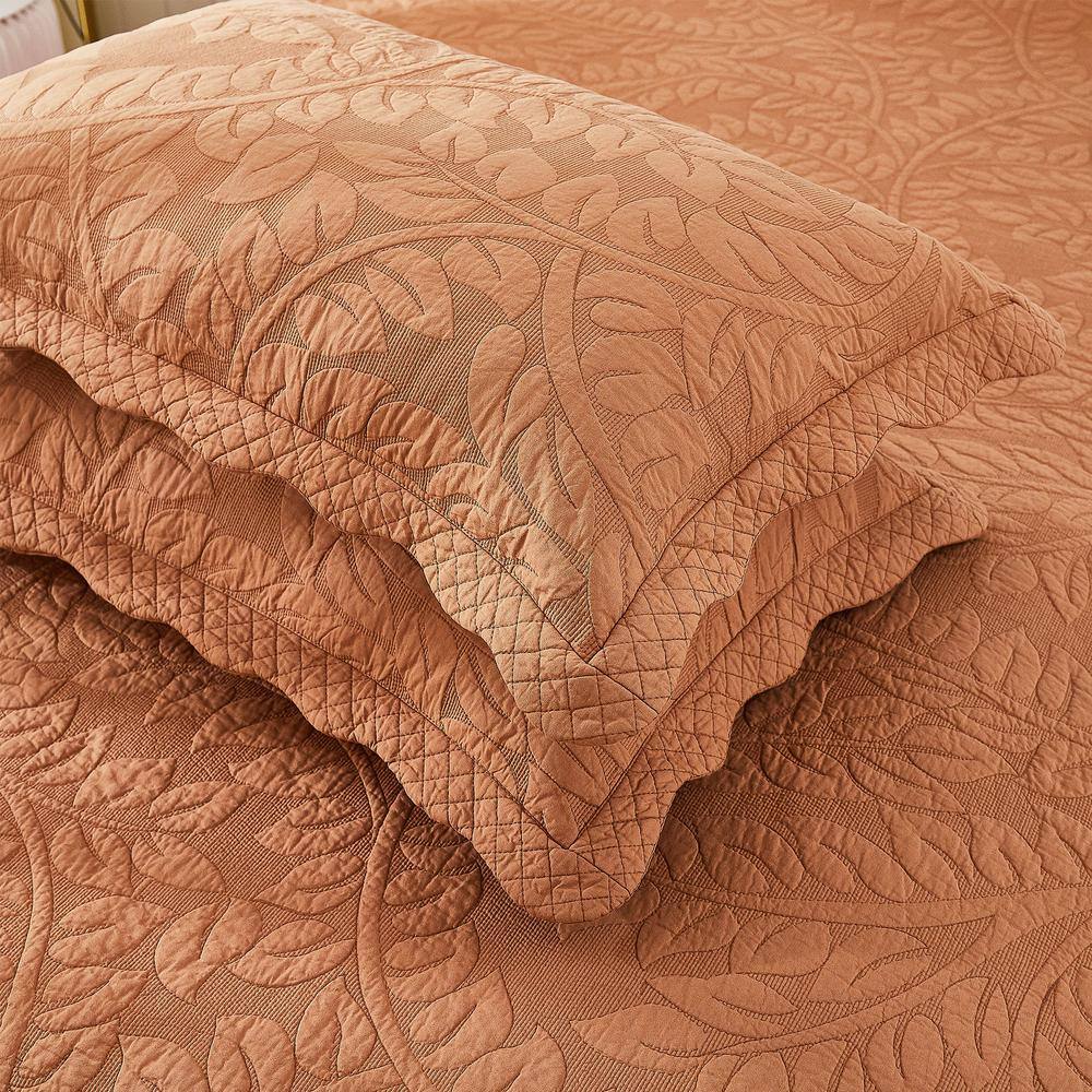 Standard Royal Orange Cotton Embroidered Pillow Shams
