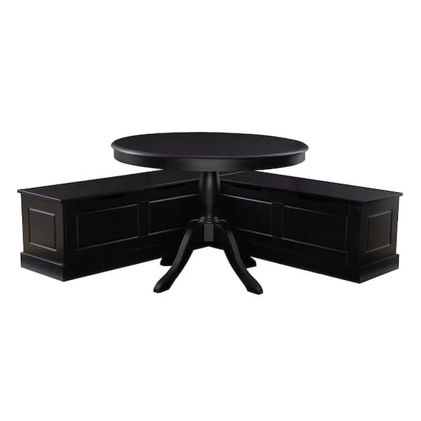 Rockhill 2-Piece L-Shaped Black Wood Top Nook Dining Room Set Seats 4