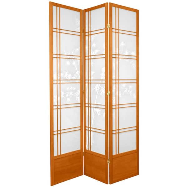 Oriental Furniture 7 ft. Honey 3-Panel Room Divider