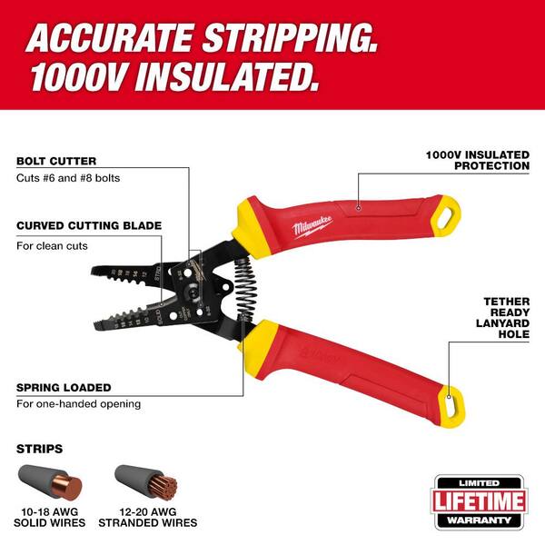 Milwaukee 1000V Insulated Hand Tool Set with Compact Autolock 25 ft. Tape Measure and FASTBACK 6-in-1 Folding Knife (7-Piece)