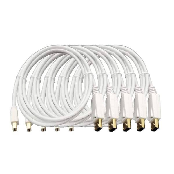 6 ft. 4K UHD Video Mini DisplayPort to DisplayPort Cable-White 5-Pack