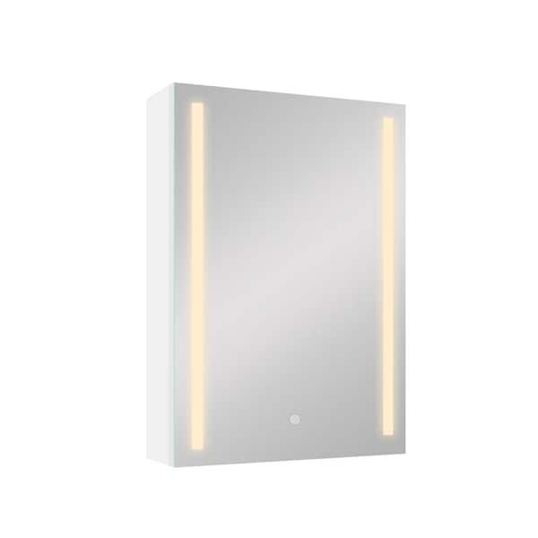 Unbranded 30 in. W x 20 in. H Rectangular Aluminum LED Surface Mounted Medicine Cabinet with Mirror Left Open
