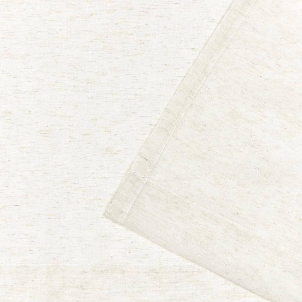 White Sheer Linen-Blend Tab Top Curtain Panels