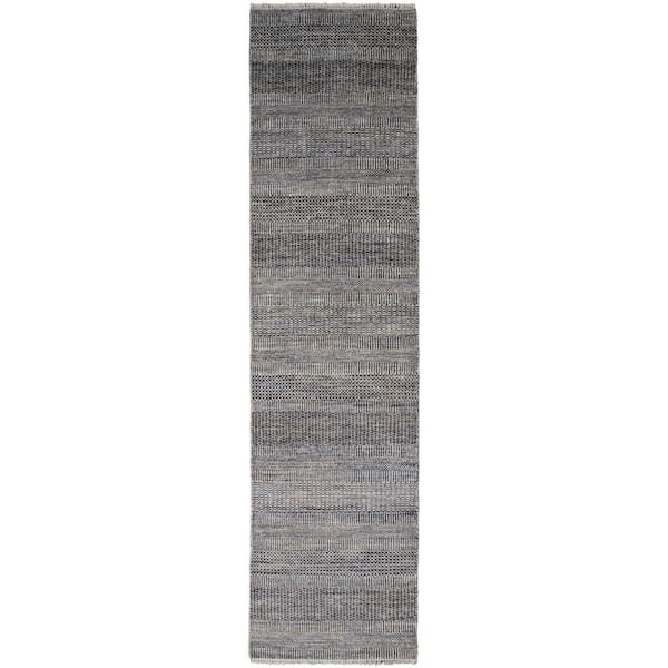 3 ft. x 12 ft. Gray Striped Area Rug