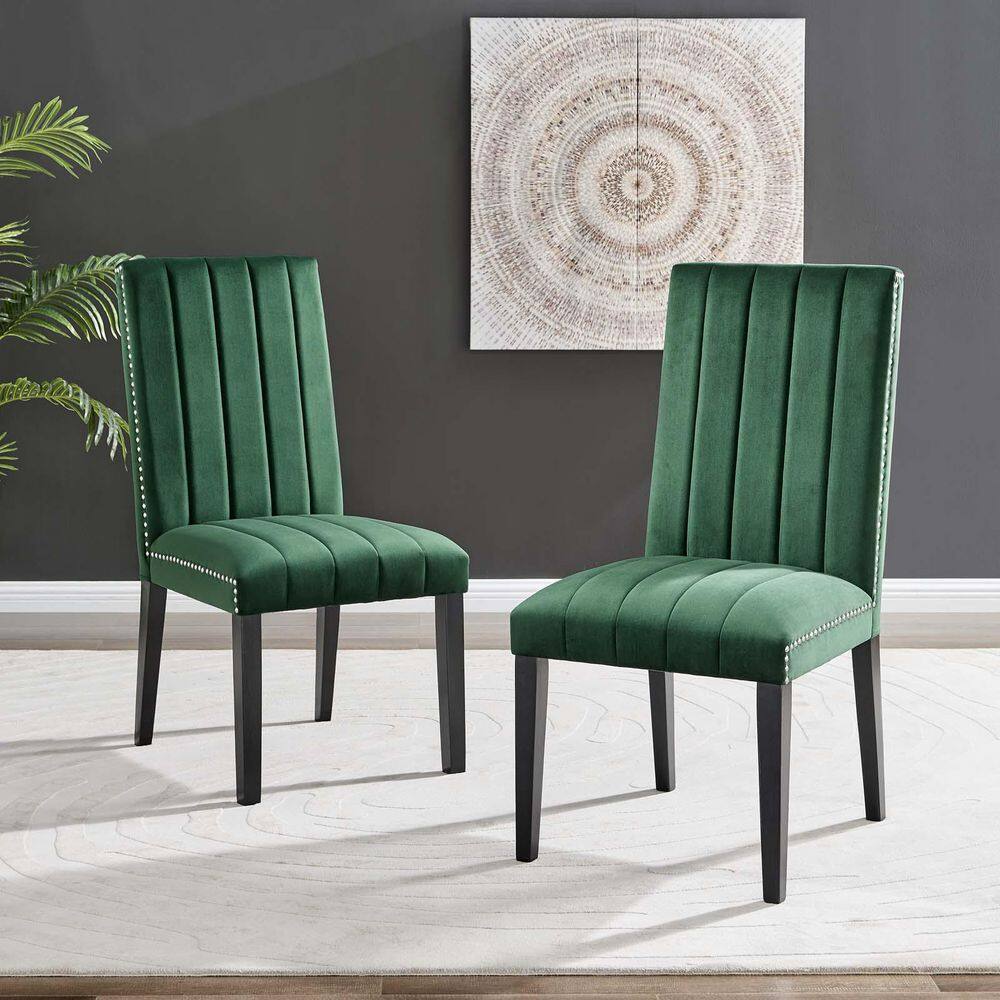 Luxe Deco Green Velvet Upholstered Parsons Side Chair