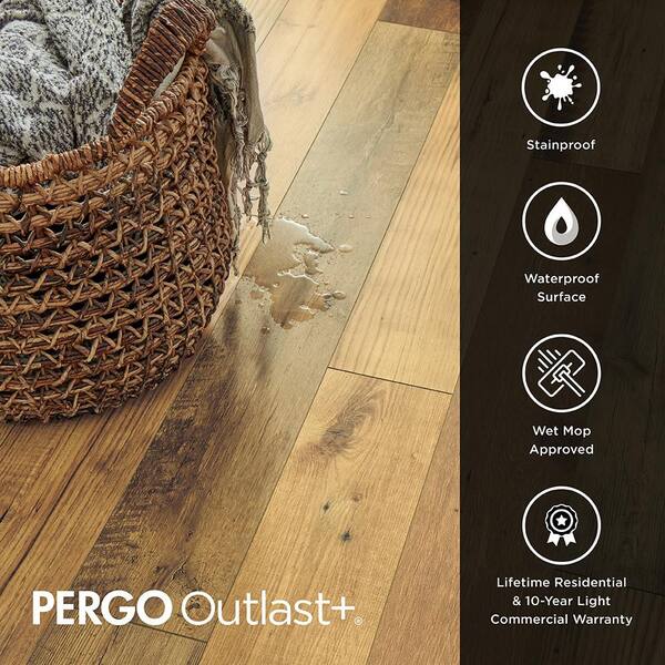 pergo outlast tobacco oak Pergo Take Home Sample-Smoked Umber Brown Oak Waterproof Laminate Wood  Flooring PE-320733